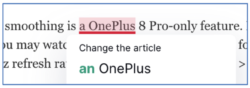 Text showing "an OnePlus" instead of "a OnePlus"